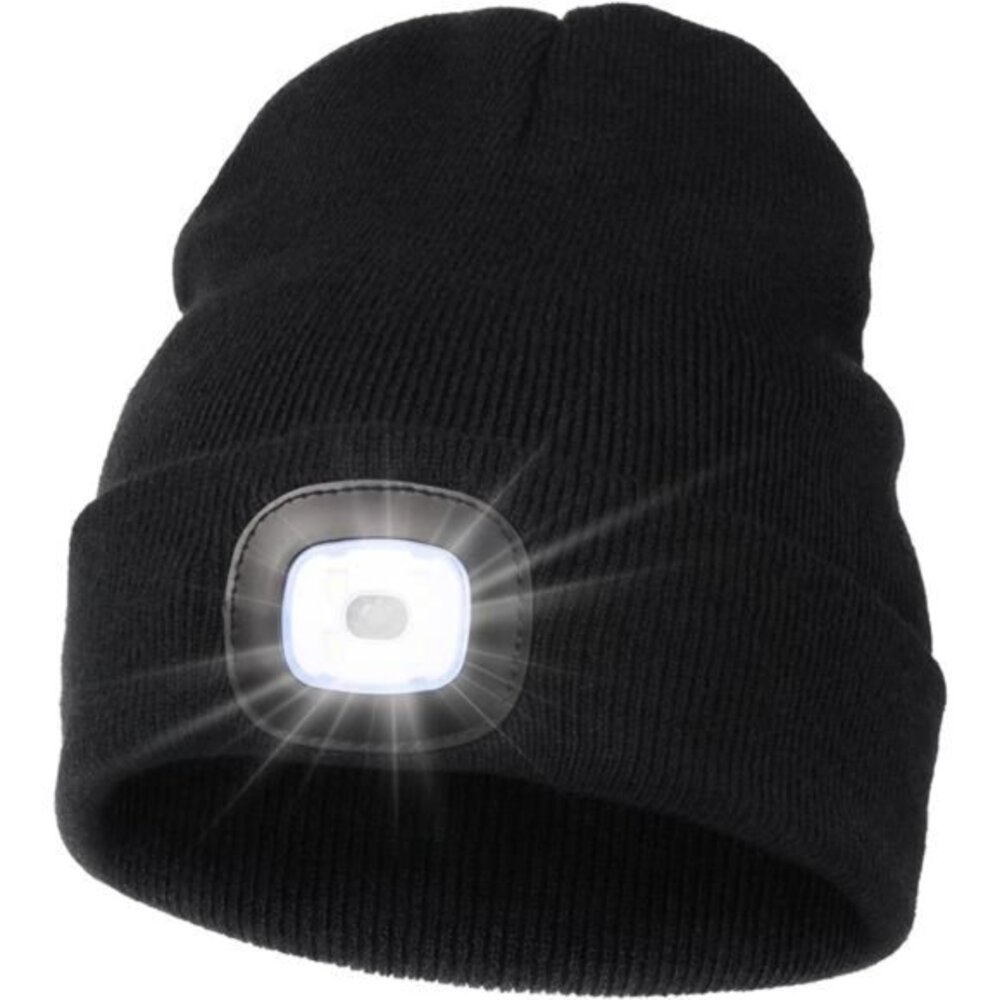 Unisex Beanie Hat with Light Rechargeable Hands Free LED‎ Headlamp Knitted Light